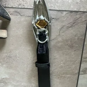 Vintage Carlisle Leather Statement Belt (34inches) Carlisle vintage leather belt - Gem main image 3